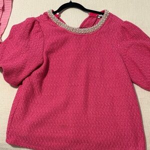 Elegant Pink Women's Blouse with Textured Design